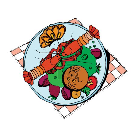 Ilustración de Medley Gourmet a la parrilla con verduras frescas - Imagen libre de derechos