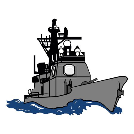 Ilustración de Combate portaaviones icono vector plano. Vista naval. Mar del barco aislado - Imagen libre de derechos