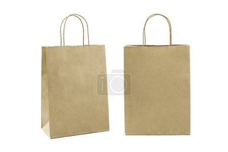 Brown paper bags isolated on white background.