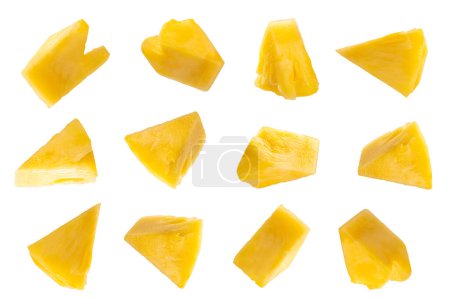 slices of  ripe pine apple isolated on white