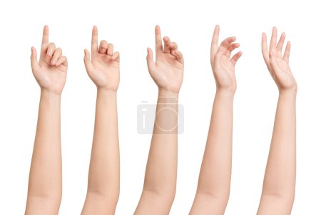 Photo for Woman hands gesture isolated over white background, close - up - Royalty Free Image