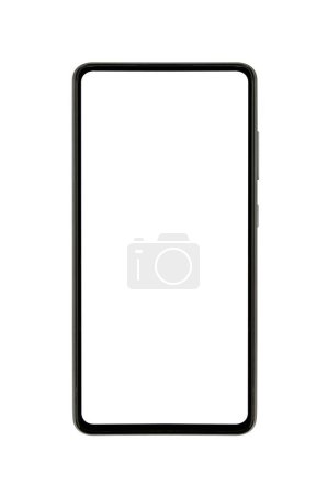 Smartphone negro con pantalla blanca en blanco. simulacro de smartphone