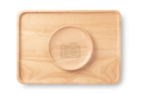 plateau en bois sur planche à découper isolé sur fond blanc