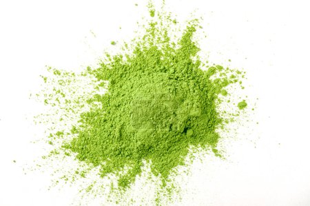 Photo for Green tea powder isolated on white background top view - Royalty Free Image