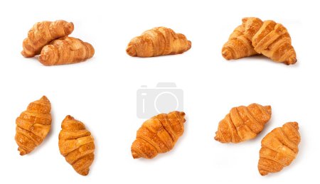 Set of tasty baked croissants isolated on white
