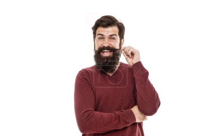 Téléchargez les photos : Pour faire pousser une barbe impressionnante, rangez simplement votre rasoir et votre tondeuse et attendez. Homme à longue barbe et moustache isolé fond blanc. Soins capillaires. Concept de salon de coiffure. Les poils de barbe poussent à des rythmes différents
. - en image libre de droit