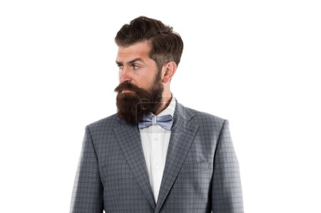 Photo for Boost your self-confidence. brutal mature man with perfect haircut. bearded hipster isolated on white. barbershop salon concept. grow mustache or beard. Facial hair. freshly trimmed beard. - Royalty Free Image