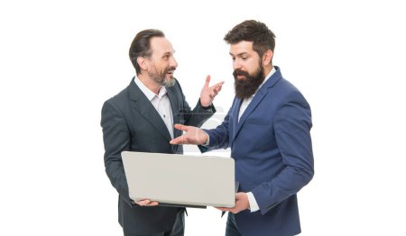 Photo for Lets do this. Startup project managers isolated on white. Bearded men run startup business. E-business. Startup company. E-trading. E-commerce. Online marketing. Consulting for tech startup or IT. - Royalty Free Image