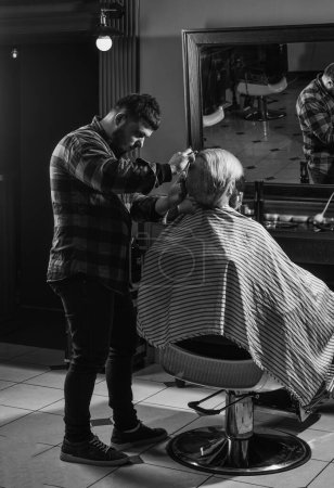 Photo for Scissors cutting. Fresh haircut. Hairdresser tools. Most stylists would not give opinion unless you ask. Man with dyed hair. Barber hairstyle barbershop. Hipster getting haircut. Barber cosmetics. - Royalty Free Image