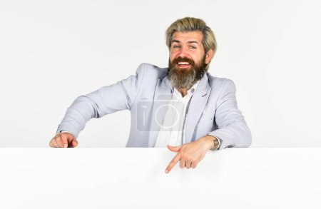 Photo for Real happiness. happy financial analysts. tuxedo bearded man well groomed. formal male with copy space. stylish man wear glamour blue jacket. management consultant on business event. copy space. - Royalty Free Image