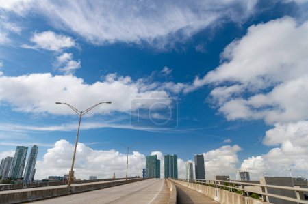 Photo for Road to miami with skyscape. road to miami florida. road to miami destination. road to miami in summer. - Royalty Free Image
