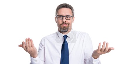 Caucasian man confused on background. photo of man confused in eyewear. man confused isolated on white. man confused at studio.