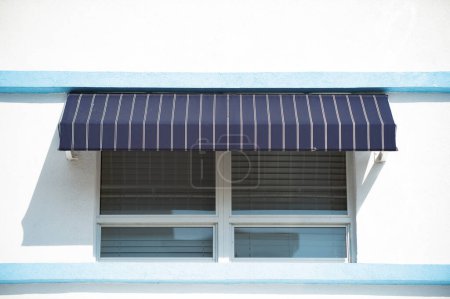 Photo for Window sunblind on the building. striped window sunblind. window sunblind outside. photo of window sunblind. - Royalty Free Image