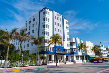 Photo for Miami, Florida USA - April 18, 2021: Miami south beach ocean drive park central hotel miami. - Royalty Free Image