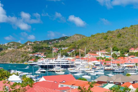 Photo for St Barts, French West Indies- January 25, 2016: travel destination at summer with yachr port. - Royalty Free Image