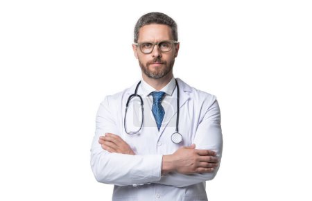Photo for Doctor on background. image of cardiologist man doctor. doctor isolated on white. doctor in studio. - Royalty Free Image