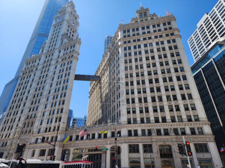 Photo for Chicago, USA - April 27, 2023: Wrigley Building architecture in business center of chicago. - Royalty Free Image