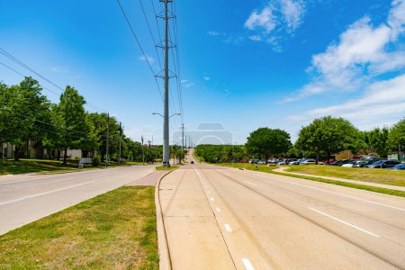 Photo for Empty road with destination in horizon. road way with power lines. travel by road way. road way with no cars. - Royalty Free Image