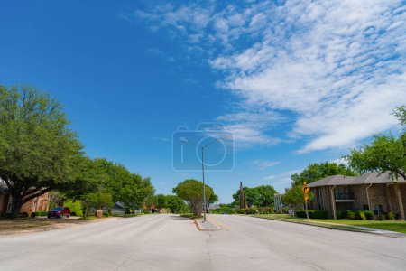 Photo for Travelling by road way. road way with no cars. empty road with destination in horizon. road way with power lines. travel to neighborhood. - Royalty Free Image