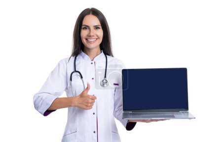 Photo for Consulting patient online. having online emedicine appointment. ehealth medical service. doctor work in clinic office. video call with doctor. Online doctor webinar, ehealth. thumb up. - Royalty Free Image