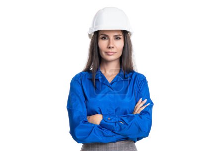 Photo for Businesswoman architect at inspection. Engineering inspection supervisor isolated on white. Inspection by businesswoman in office. Architect inspector woman. Labor day concept. - Royalty Free Image