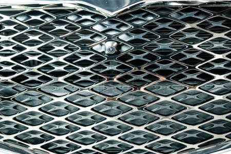 Photo for New York City, USA - August 05, 2023: Radiator grille metal protection of Genesis G90 car. - Royalty Free Image