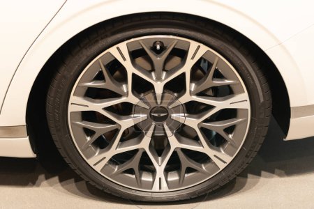 Photo for New York City, USA - August 05, 2023: Genesis G90 sedan car wheel tire disk. - Royalty Free Image