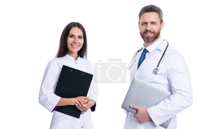 Photo for Medical record diagnosis. medical prescription after doctor checkup. prescription healthcare. medical service. doctor hold clipboard writing prescription to patient. good team. - Royalty Free Image