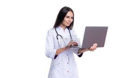 Photo for Ehealth medical service. doctor work in clinic office. video call with doctor. Online doctor appointment, ehealth. consulting patient online. having online emedicine appointment. checking files. - Royalty Free Image