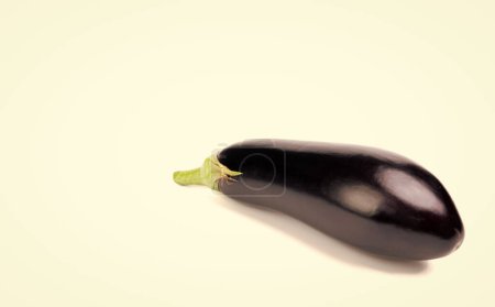 Foto de Fresh organic eggplant vegetable crop isolated on white, copy space. - Imagen libre de derechos