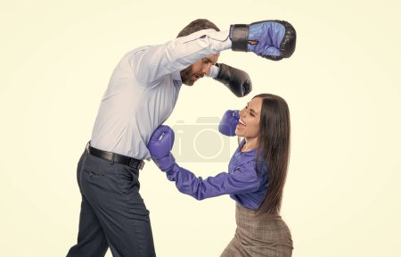 angry businesspeople rivalry isolated on white. businesspeople rivalry in studio. businesspeople rivalry on background. photo of businesspeople rivalry wear boxing gloves.