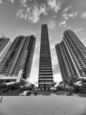 Sunny Isles beach with high-rise buildings modern urban architecture, USA.