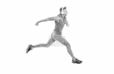 runner at a long sport run race. runner run isolated on white studio. sport runner crossed the finish line after completing a marathon. runner sprinted with incredible speed. sport competition.