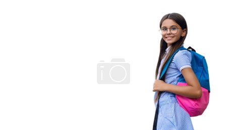 Knowledge day. Education in college. Girl student isolated on white. September 1. Time to study. Knowledge and education. School education. Student life. Teen girl back to school. Student style.
