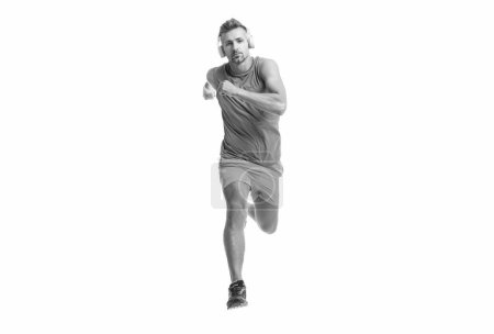 sport runner closer to the finish line after completing a marathon. runner sprinted with incredible speed. sport competition. runner at a long sport run. runner run isolated on white studio.