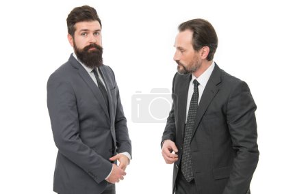 Photo for Ready for success. business meeting. team success. collaboration and teamwork. mature men have own business. bearded businessmen in formal suit. partnership of boss men on white. success in business. - Royalty Free Image