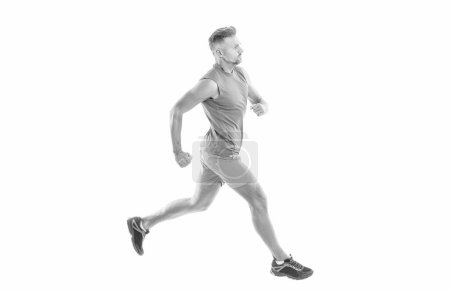 runner sprinted with fast speed. sport competition. runner at a long sport run. runner run isolated on white studio. sport runner crossed the finish line after completing a marathon.