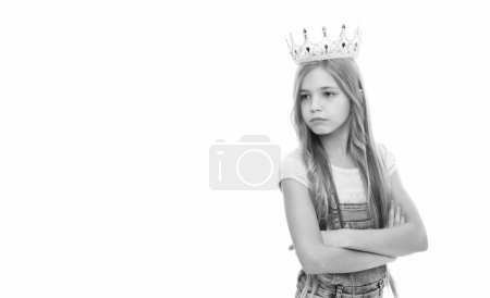 selfish teen girl isolated on white background. selfish teen girl in studio. photo of selfish teen girl with long hair. selfish teen girl in checkered shirt with copy space.