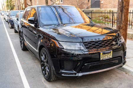 Photo for New York City, USA - March 15, 2024: Range Rover Sport car parked outdoor in the street, corner view. - Royalty Free Image