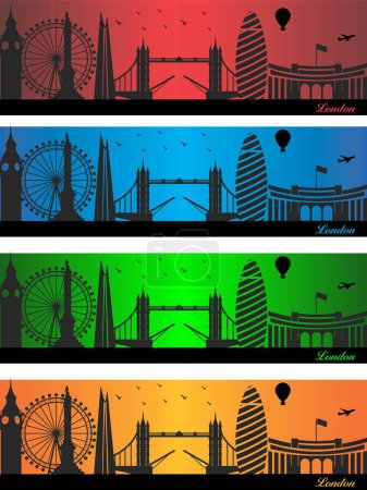 Ilustración de Ciudad de Londres en cuatro colores diferentes - ilustración, Town in colors background, City of London - Imagen libre de derechos