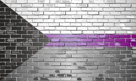 Ilustración de Bandera de orgullo demisexual en la pared de ladrillo - Ilustración, Símbolo de la comunidad demisexual - Imagen libre de derechos
