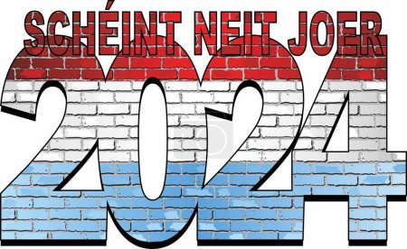 Ilustración de Feliz Año Nuevo 2024 con bandera de Luxemburgo en el interior - Ilustración, 2024 FELIZ NUMEROS DE AÑO NUEVO - Imagen libre de derechos
