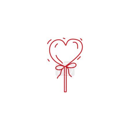 Téléchargez les photos : Hearts for Valentine's Day Valentine's Day set of separate elements of red color Doodle sketch heart candy mug flowers and balloons letter and box, hand drawn - en image libre de droit