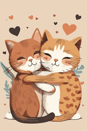 Photo for This vector file features two adorable cats hugging each other in a heartwarming display of affection. - Royalty Free Image