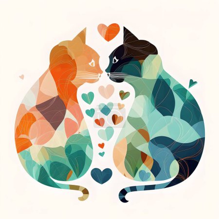 Téléchargez les photos : Des chats mignons sont assis l'un à côté de l'autre. Amour et harmonie entre eux. - en image libre de droit