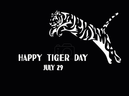 Foto de Silueta de un tigre saltando hecha con manchas blancas para celebrar el Día Internacional del Tigre el 29 de julio - Imagen libre de derechos