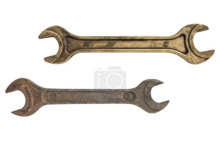 Photo for Old rusty wrenches, spanners isolated on white background. - Royalty Free Image