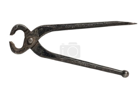 Photo for Vintage cobblers nail pincers puller grips nippers cutters Rare Tool. isolated on white background - Royalty Free Image