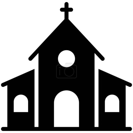 Ilustración de Iglesia, edificio religioso silueta, icono de glifo. - Imagen libre de derechos