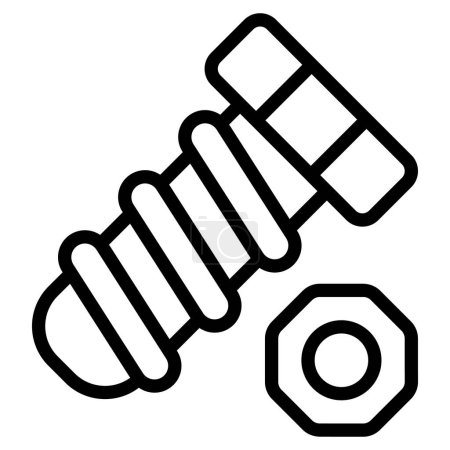 Illustration for Screw, nut bolt line icon, black out line vector design - Royalty Free Image